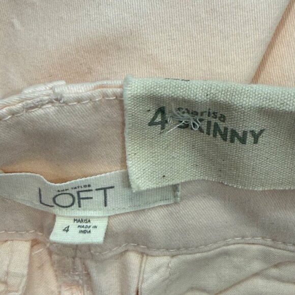 Loft Womens Marisa Skinny Ankle Pants Size 4 Light Pink Cotton Blend New - Picture 3 of 10